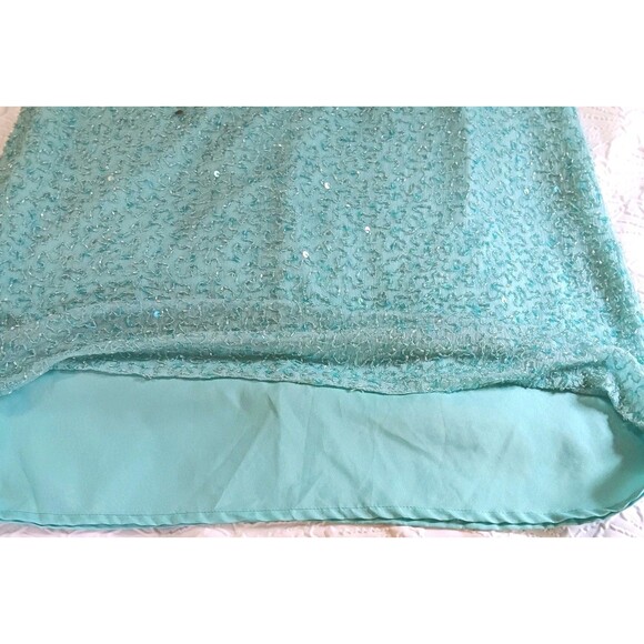 Vintage Lawrence Kazer Teal Aqua Beaded Silk Midi Skirt Sz S 80s 90s Eveningwear - Picture 11 of 16